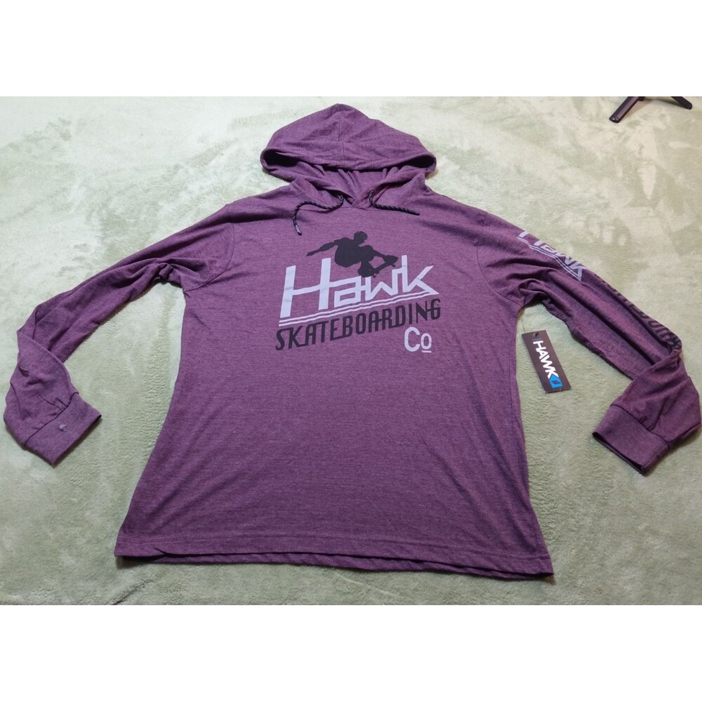 NWT Tony Hawk Skateboarding Co Hoodie XL Purple Lightweight Hooded Tee Mens